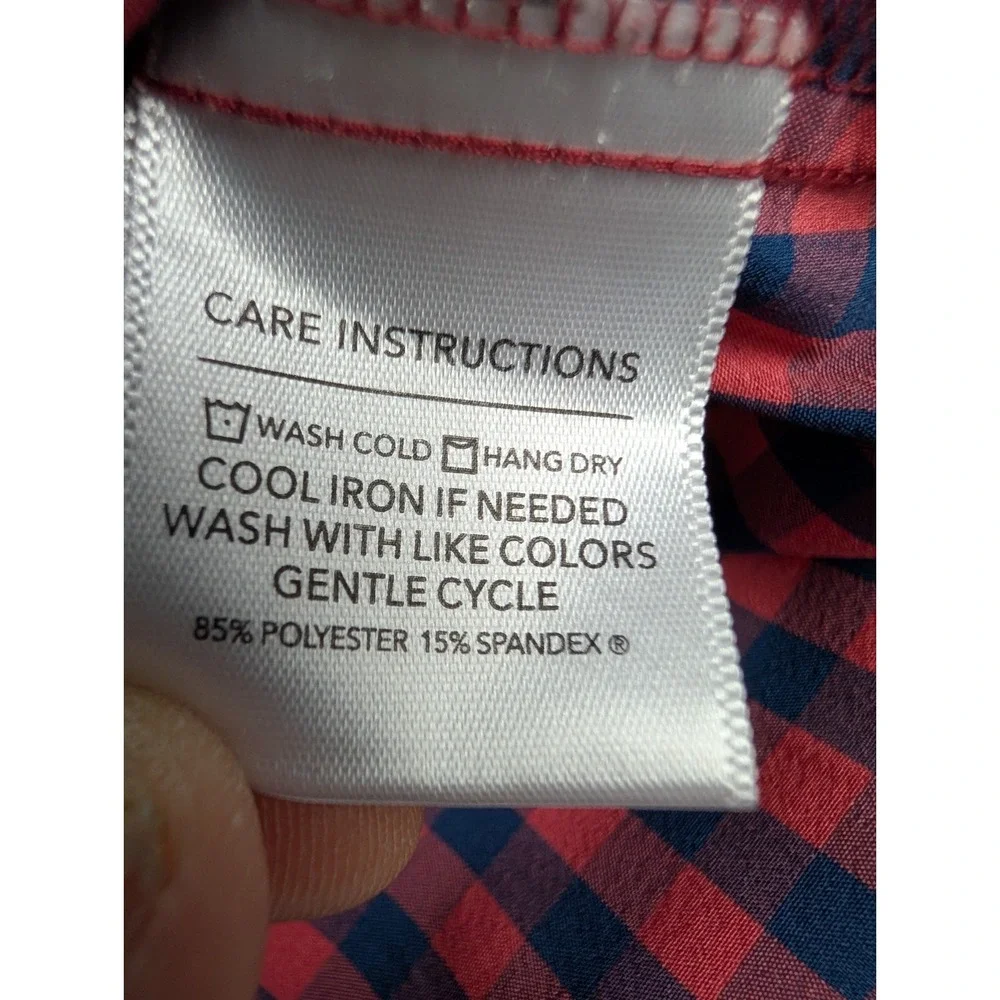 Mizzen + Main Men's Shirt M Trim Fit Red Blue‎ Check Performance Menswear - Picture 8 of 11